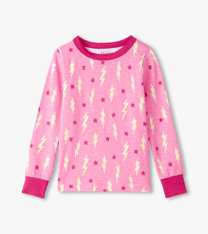 Girls Lightning Bolts & Stars Pajama Set