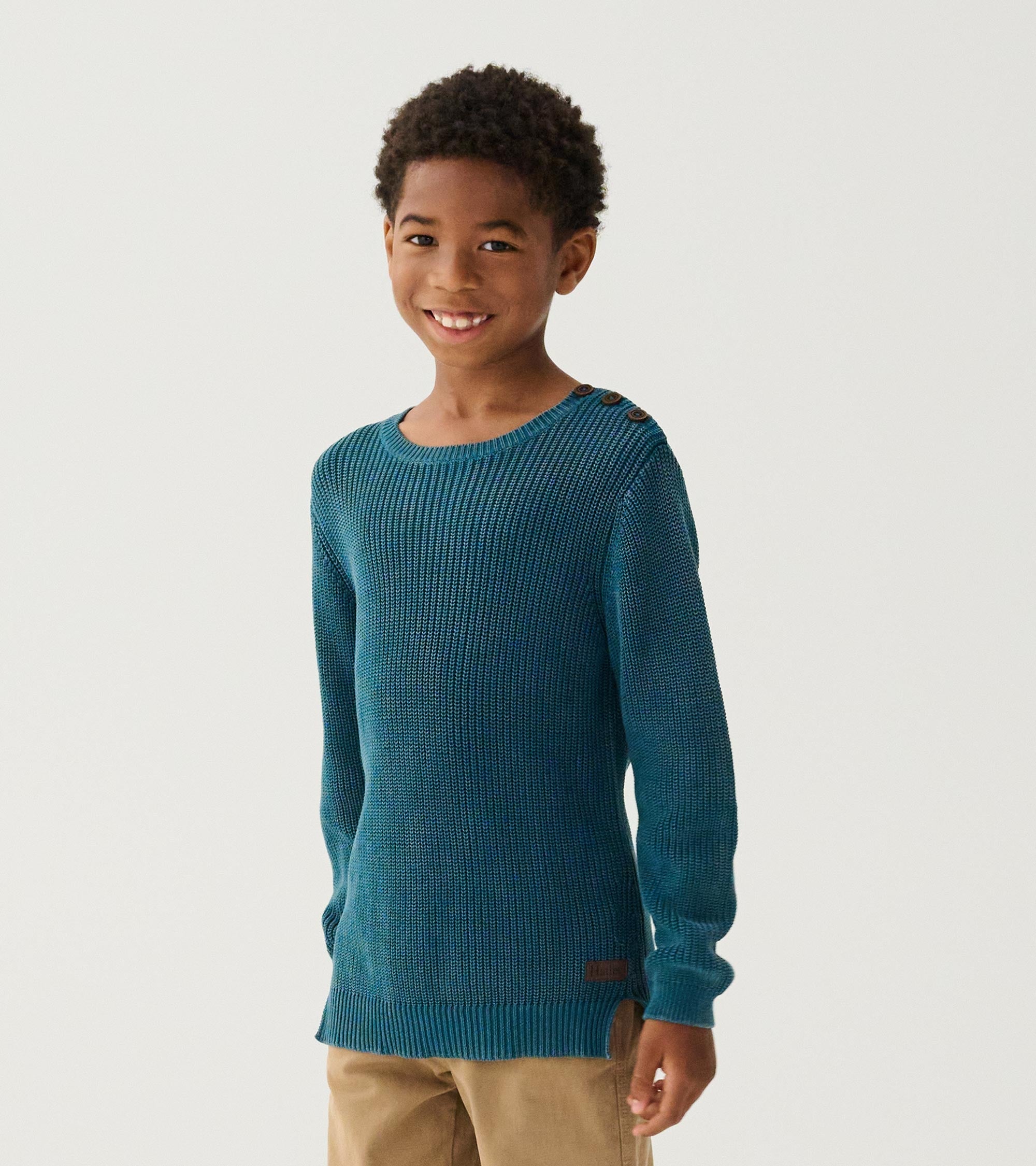 Boys Moroccan Blue Button Neck Sweater