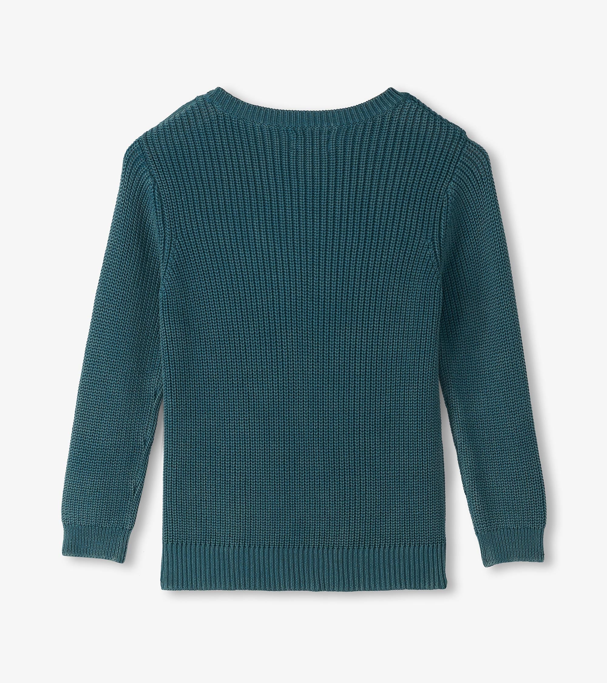 Boys Moroccan Blue Button Neck Sweater