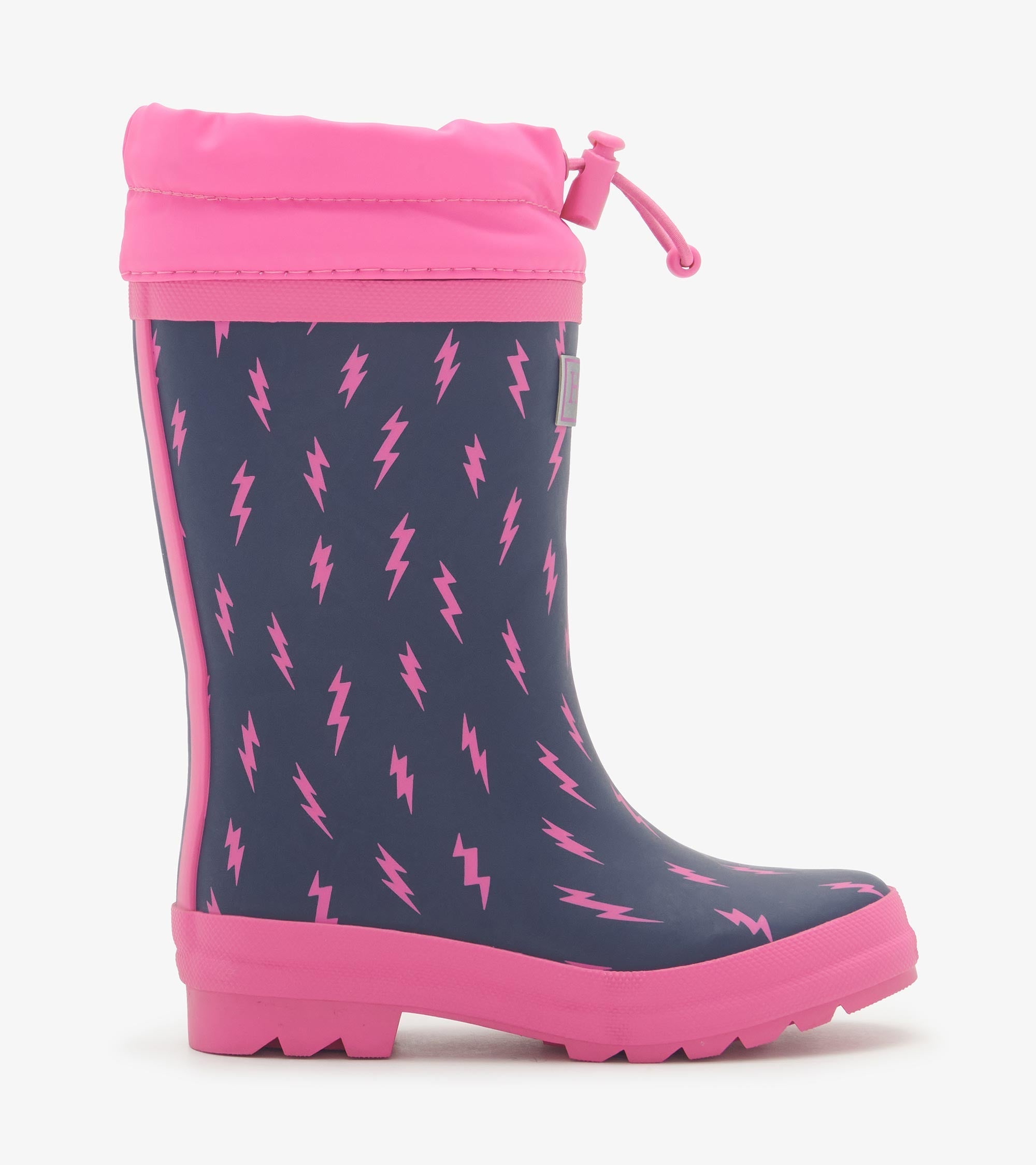 Girls Mini Lightning Bolts Sherpa Lined Rain Boots