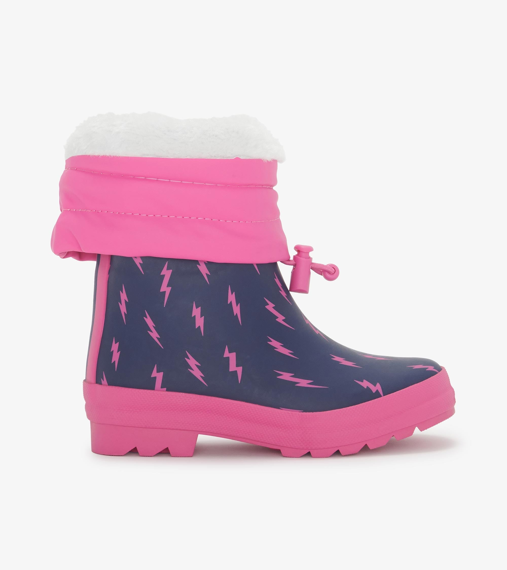 Girls Mini Lightning Bolts Sherpa Lined Rain Boots