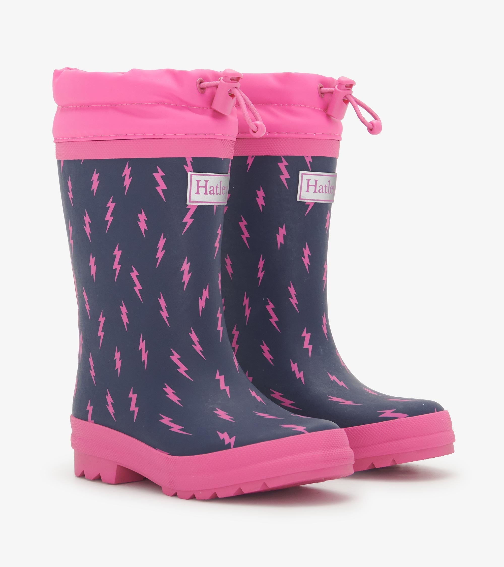 Girls Mini Lightning Bolts Sherpa Lined Rain Boots