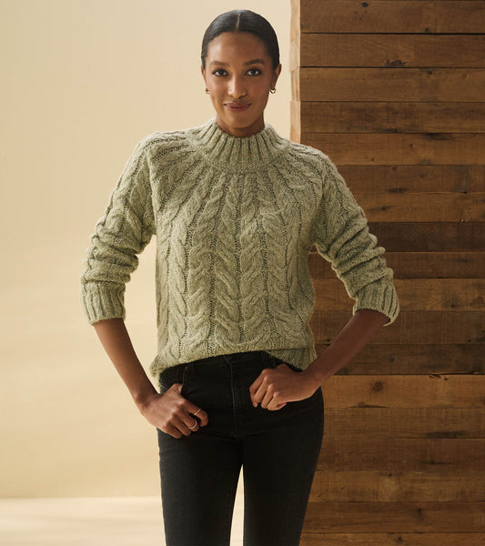 Dylan Cable Knit Sweater - Moss Green