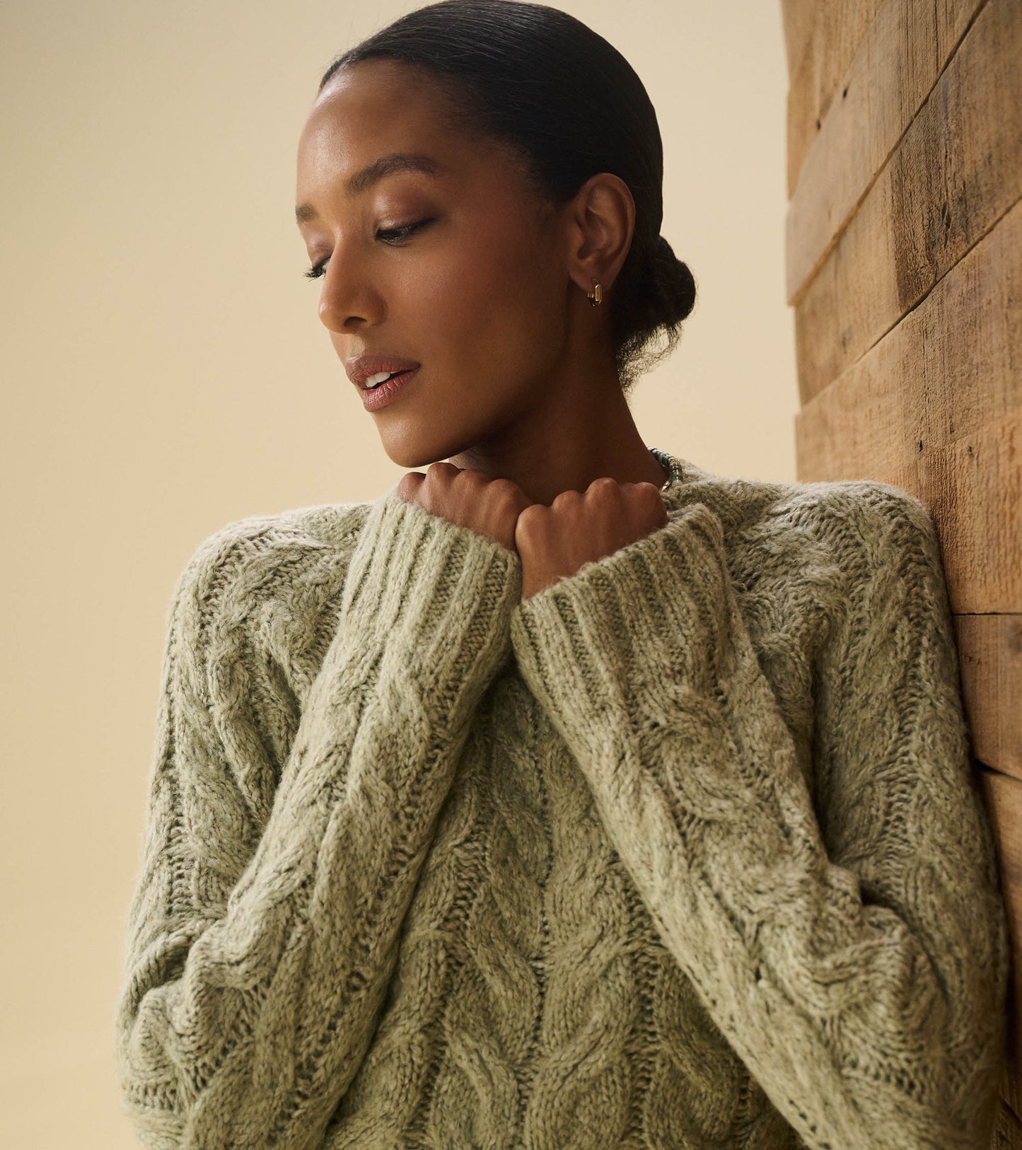 Dylan Cable Knit Sweater - Moss Green