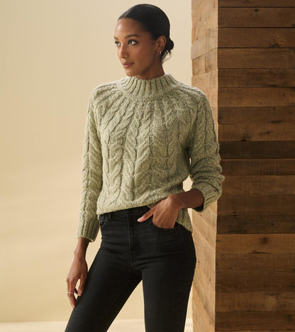 Dylan Cable Knit Sweater - Moss Green