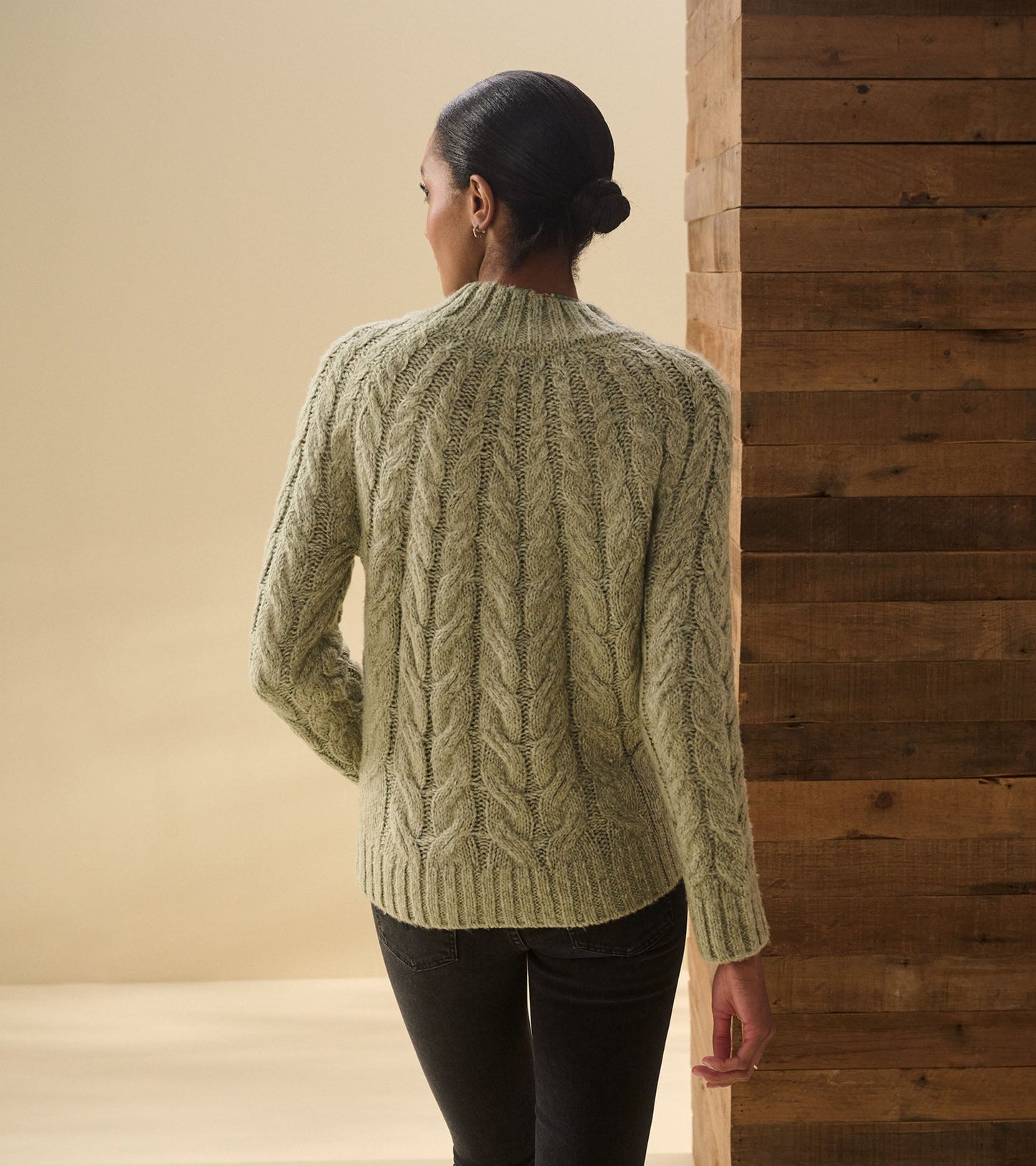 Dylan Cable Knit Sweater - Moss Green