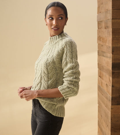 Dylan Cable Knit Sweater - Moss Green