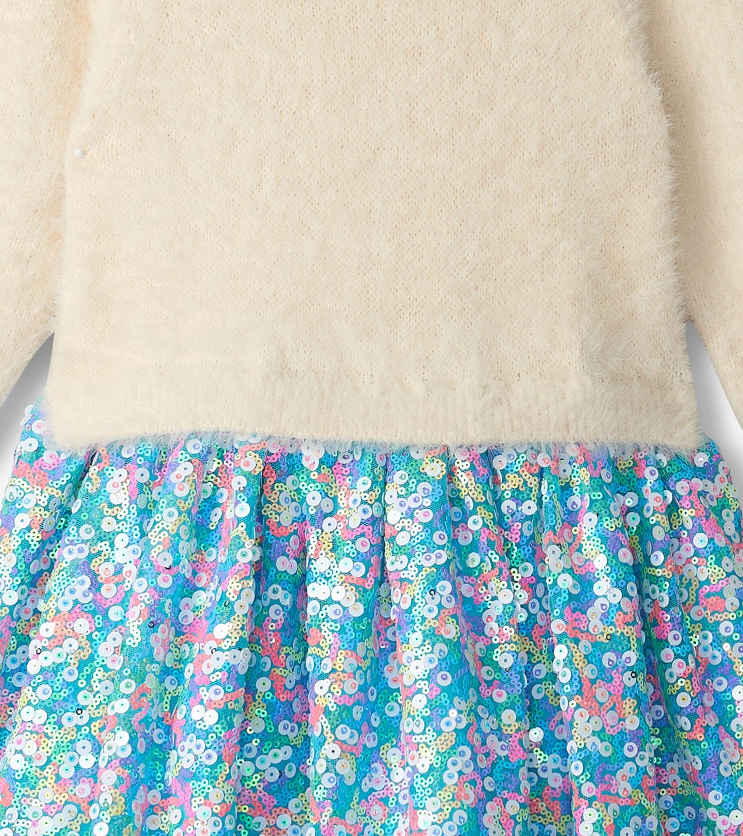 Girls Cami Lace Fuzzy Mixed Sequin Skirt Dress