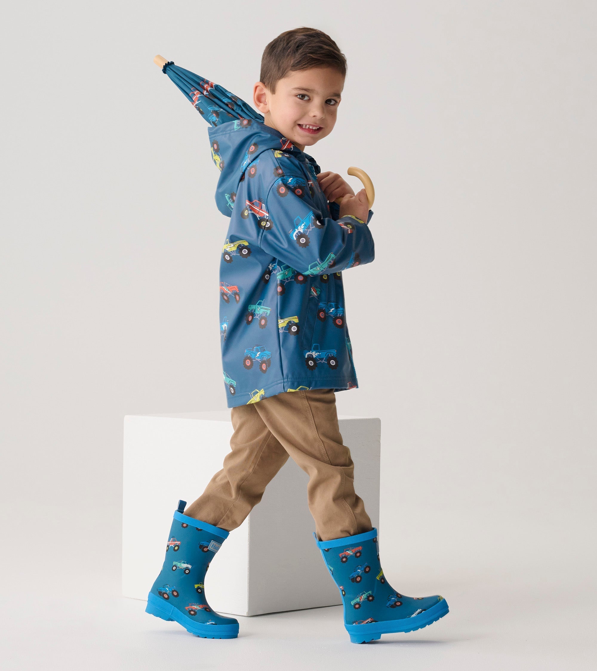 Boys Monster Trucks Matte Rain Boots