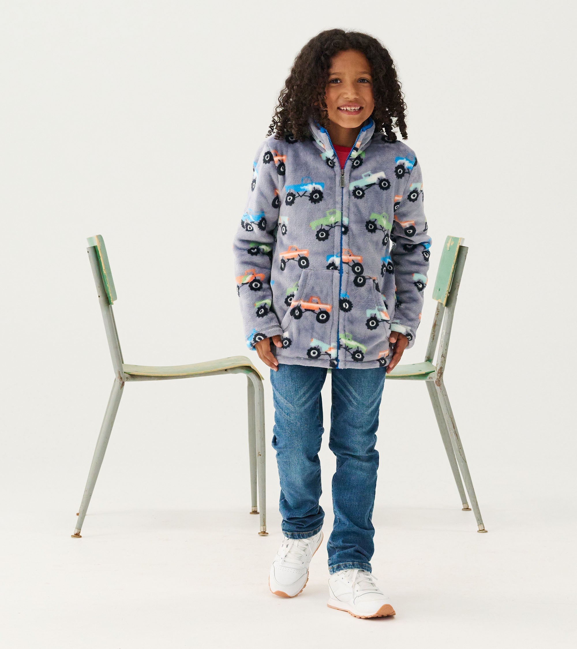 Boys Monster Trucks Fuzzy Fleece Zip-Up Jacket