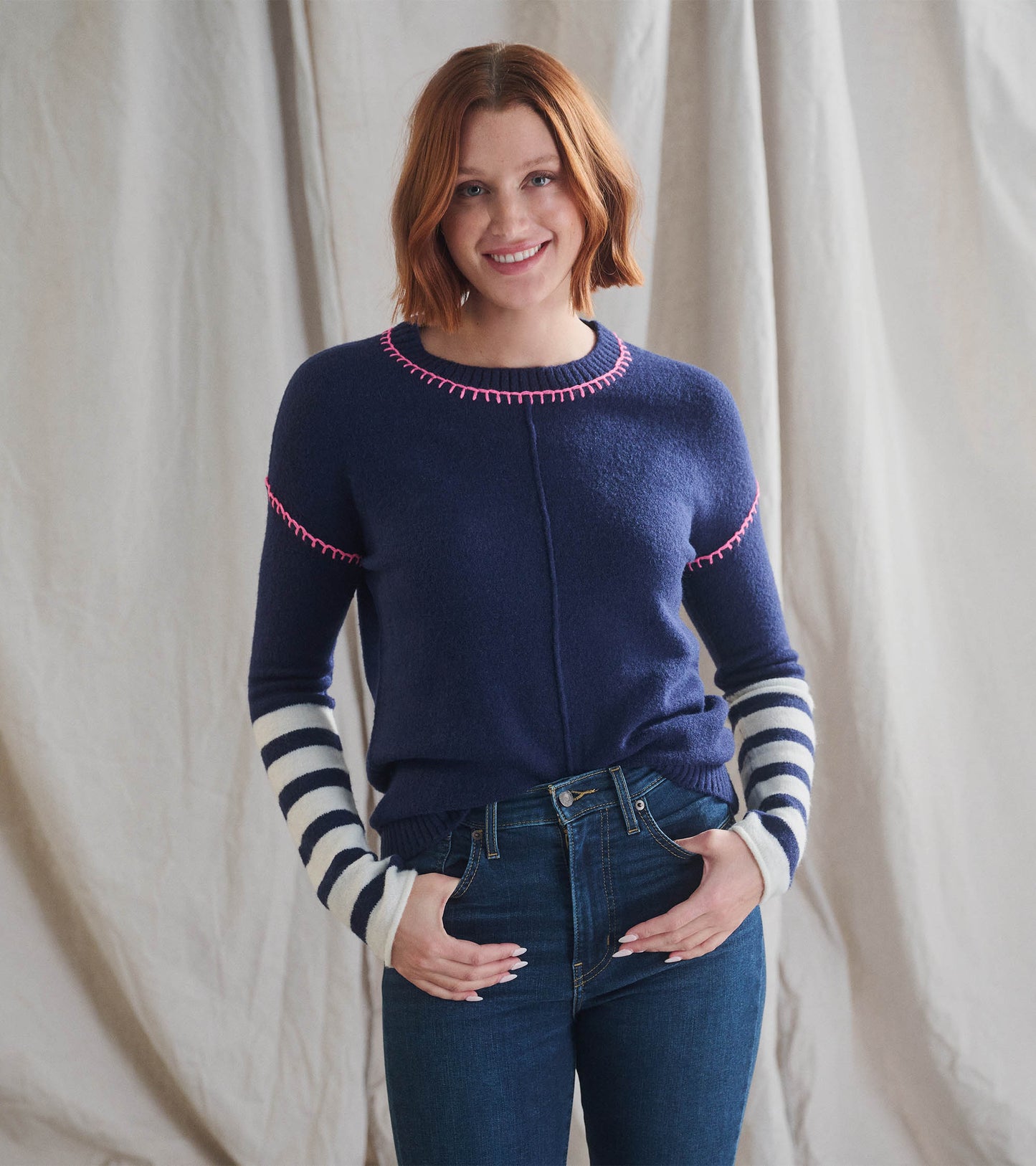 Avery Sweater - Navy Stripes