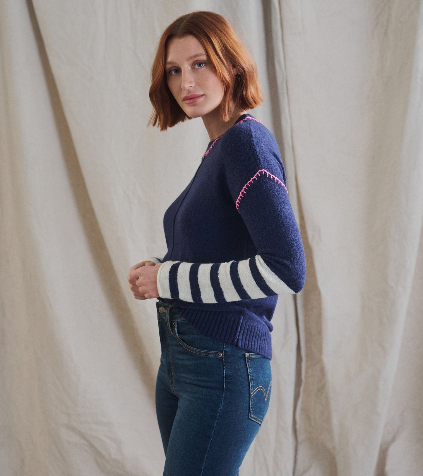 Avery Sweater - Navy Stripes