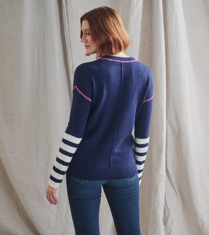 Avery Sweater - Navy Stripes