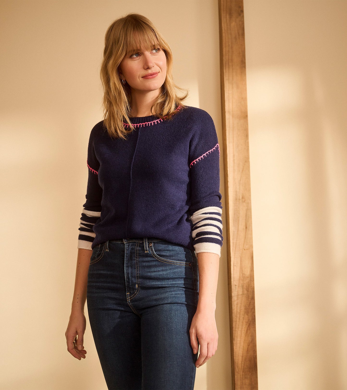 Avery Sweater - Navy Stripes