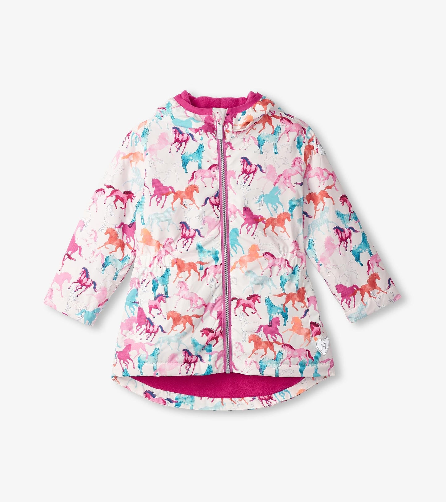 Girls Magical Horses Zip-Up Lightweight Rain Jacket