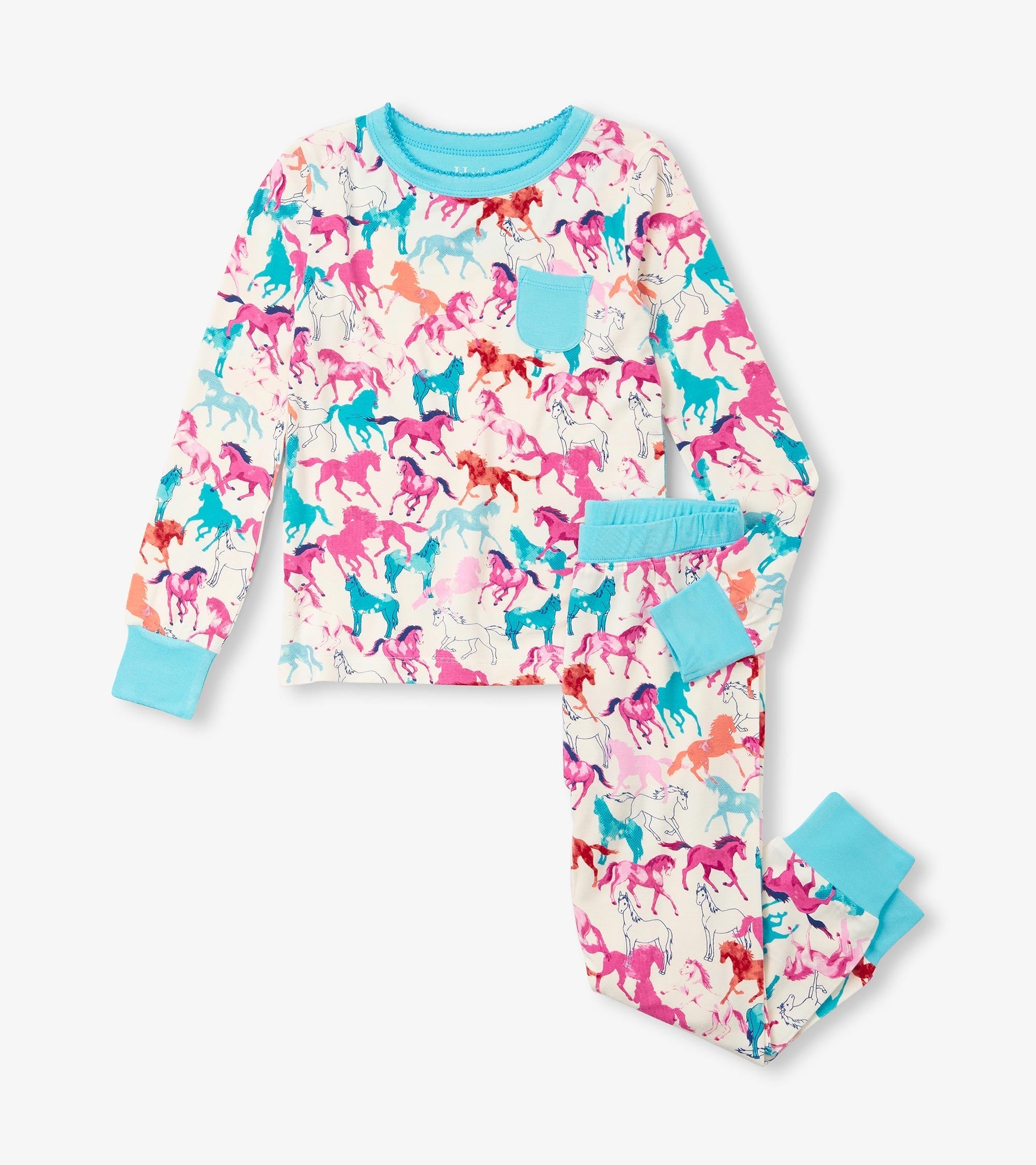 Girls Pretty Horses Bamboo Pajama Set