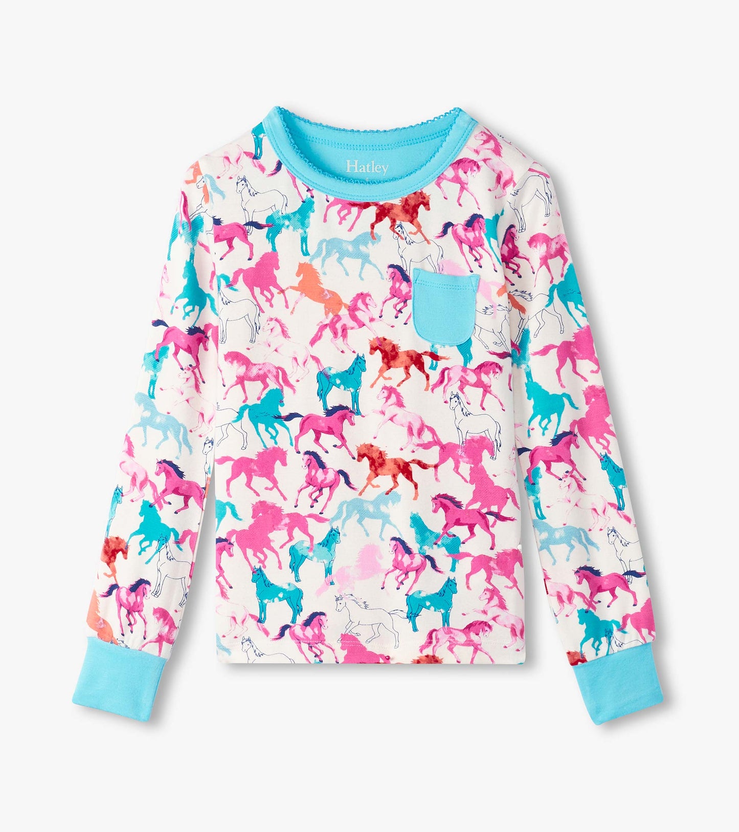 Girls Pretty Horses Bamboo Pajama Set