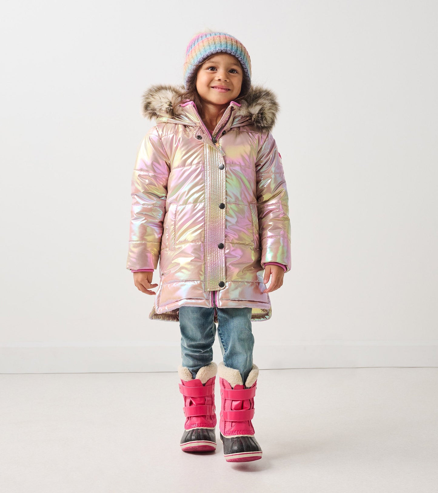 Girls Pink Moon Puffer Jacket