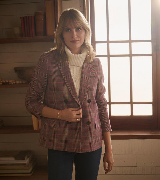 Tori Semi-Fitted Blazer - Taupe Check