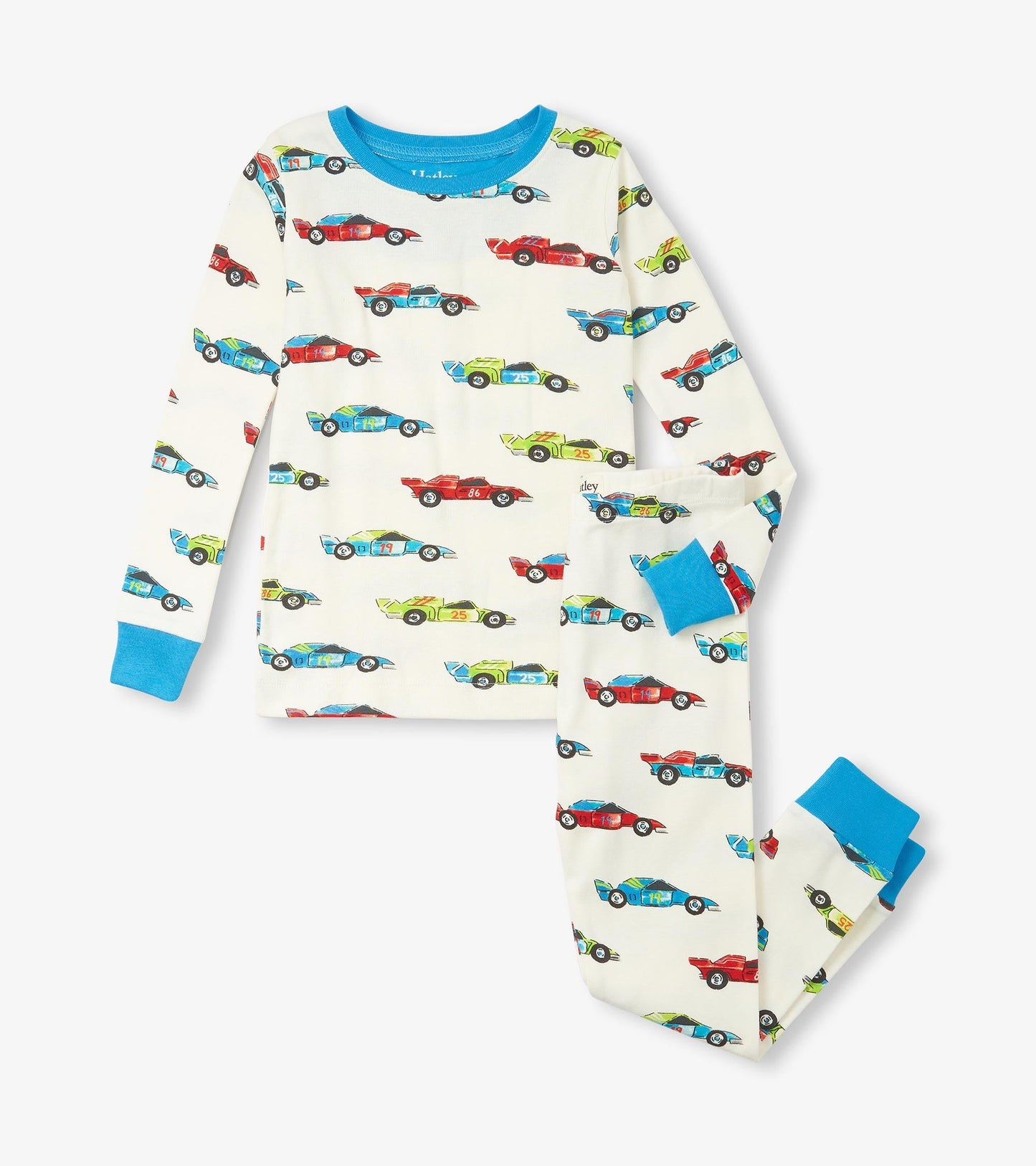 Boys Water Colour Racecars Organic Cotton Pajama Set