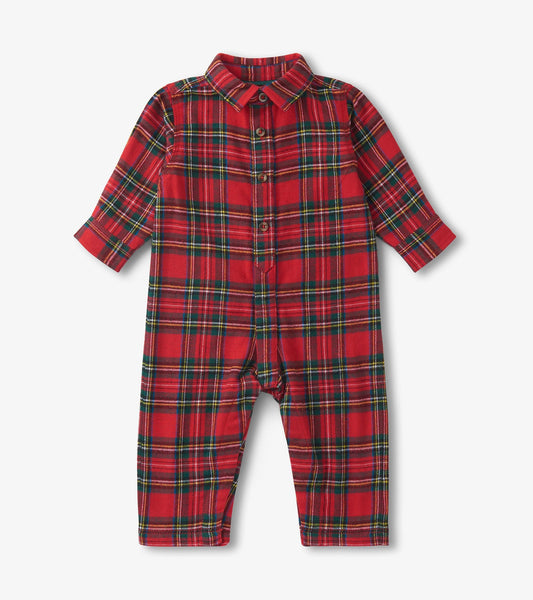 Baby Red Plaid Button Down Romper