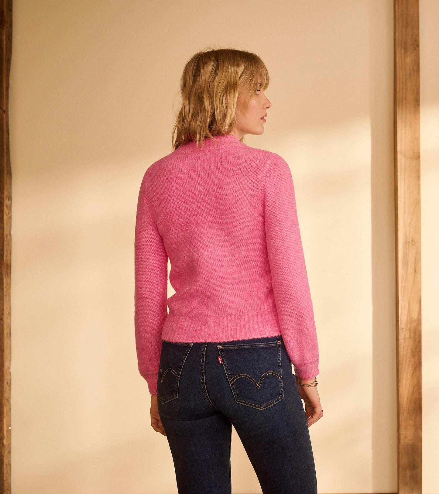 Petal Cable Sweater - Raspberry Pink