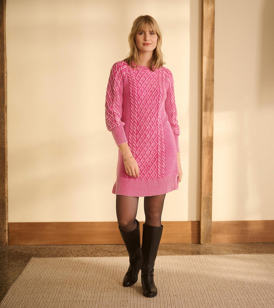 Juliet Cable Knit Dress - Raspberry Pink