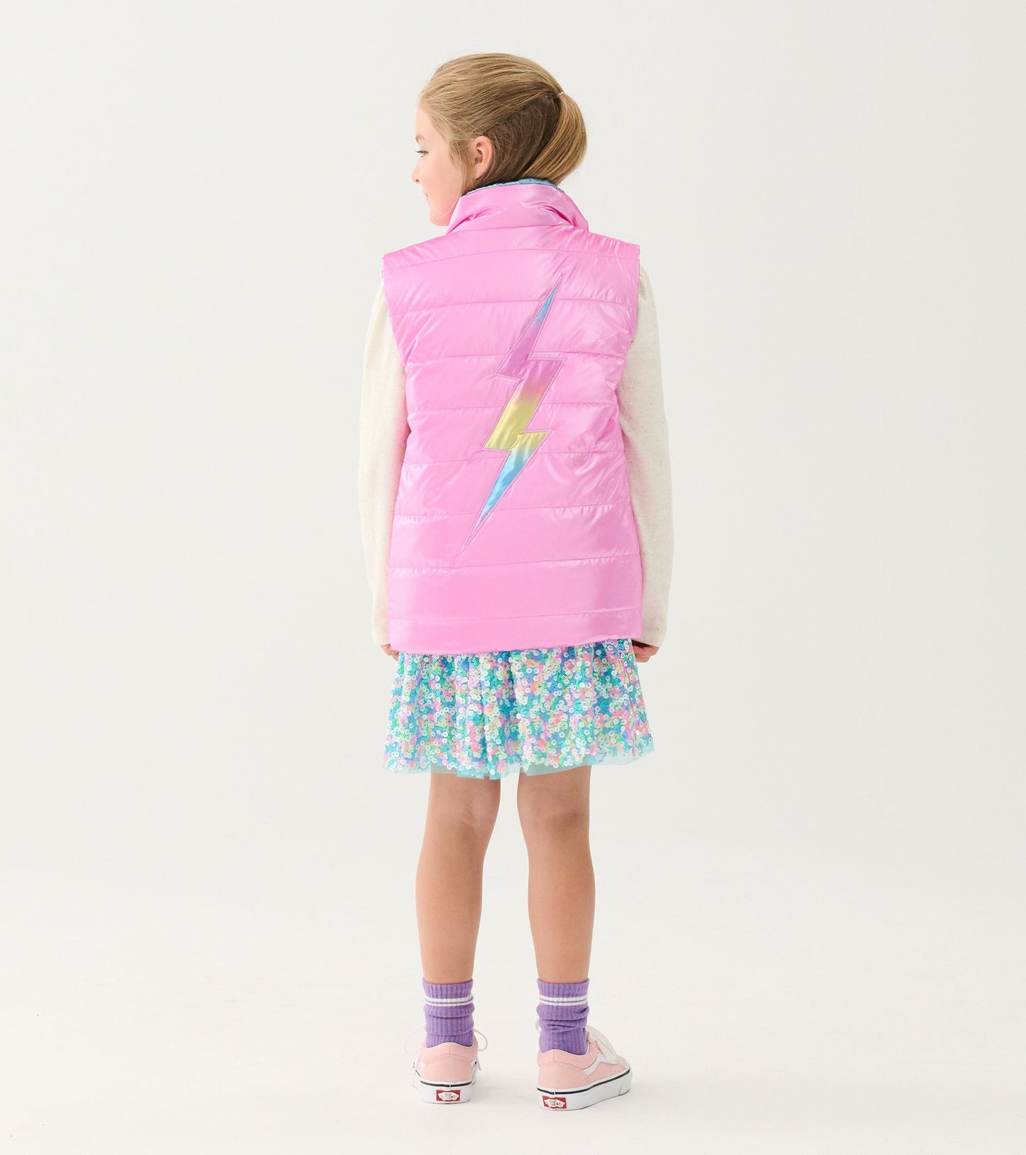 Girls Rainbow Shine Reversible Quilted Vest