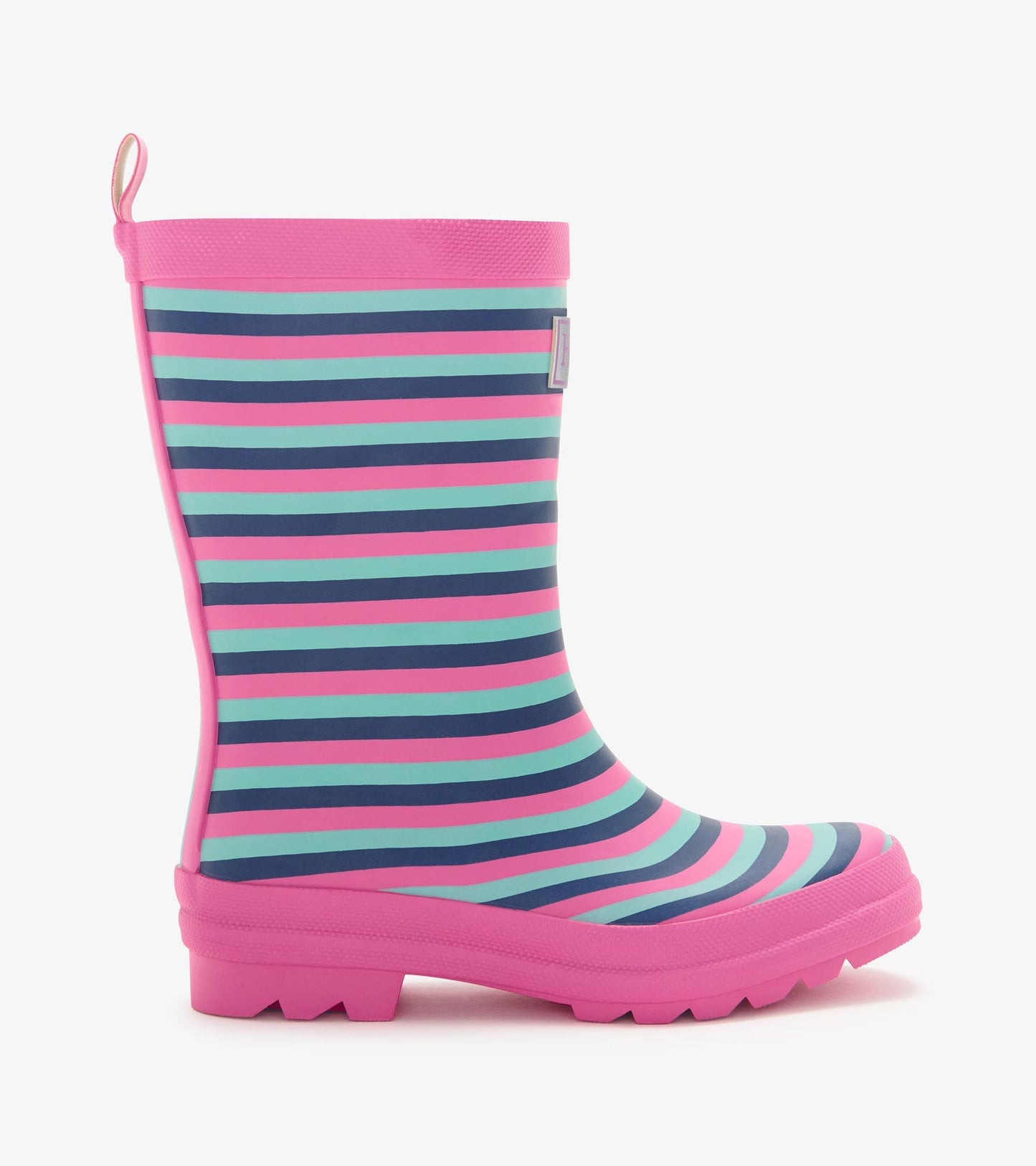 Girls Rose Violet Stripes Matte Rain Boots