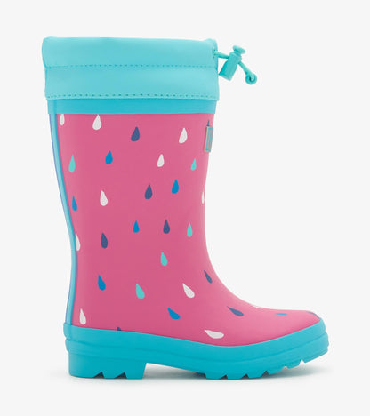 Girls Tiny Drops Sherpa Lined Rain Boots