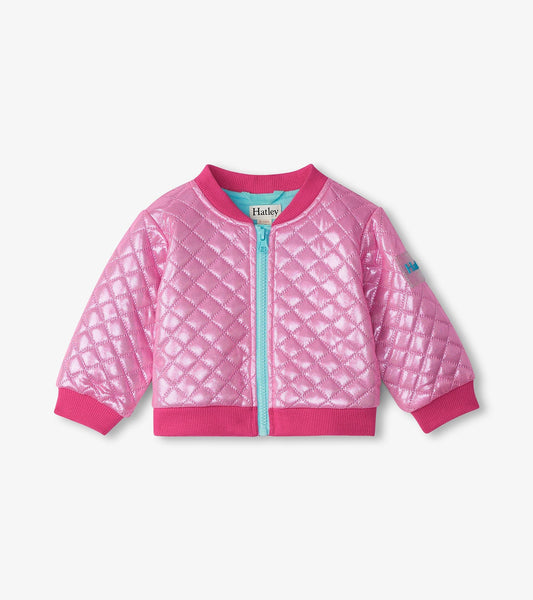 Baby & Toddler Girls Rose Violet Metallic Bomber Jacket