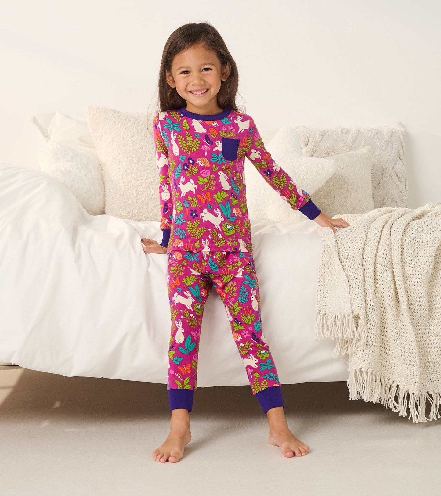 Girls Wild Bunnies Bamboo Pajama Set