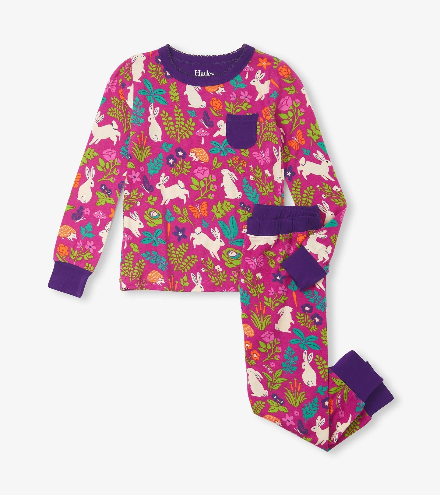 Girls Wild Bunnies Bamboo Pajama Set