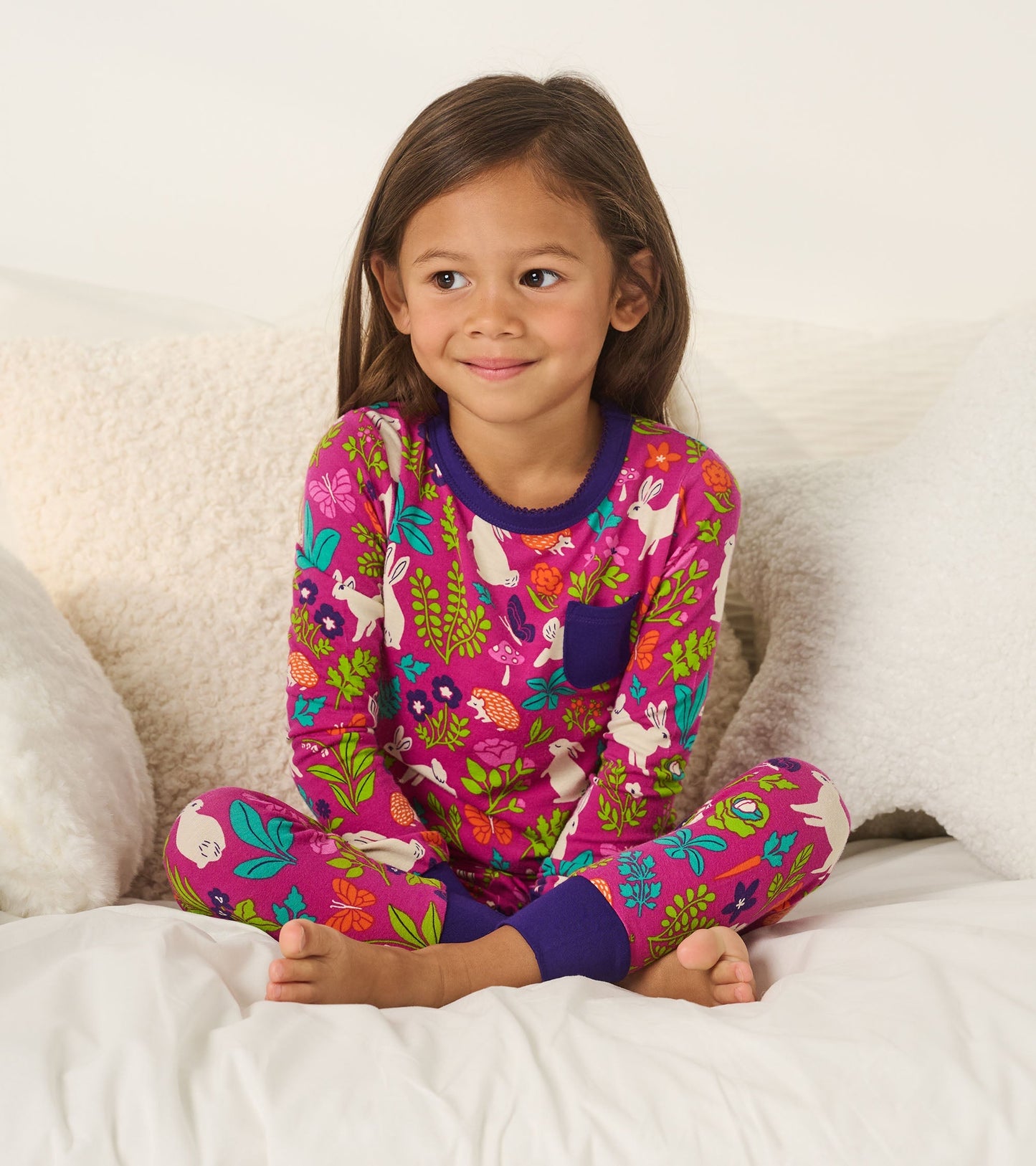 Girls Wild Bunnies Bamboo Pajama Set