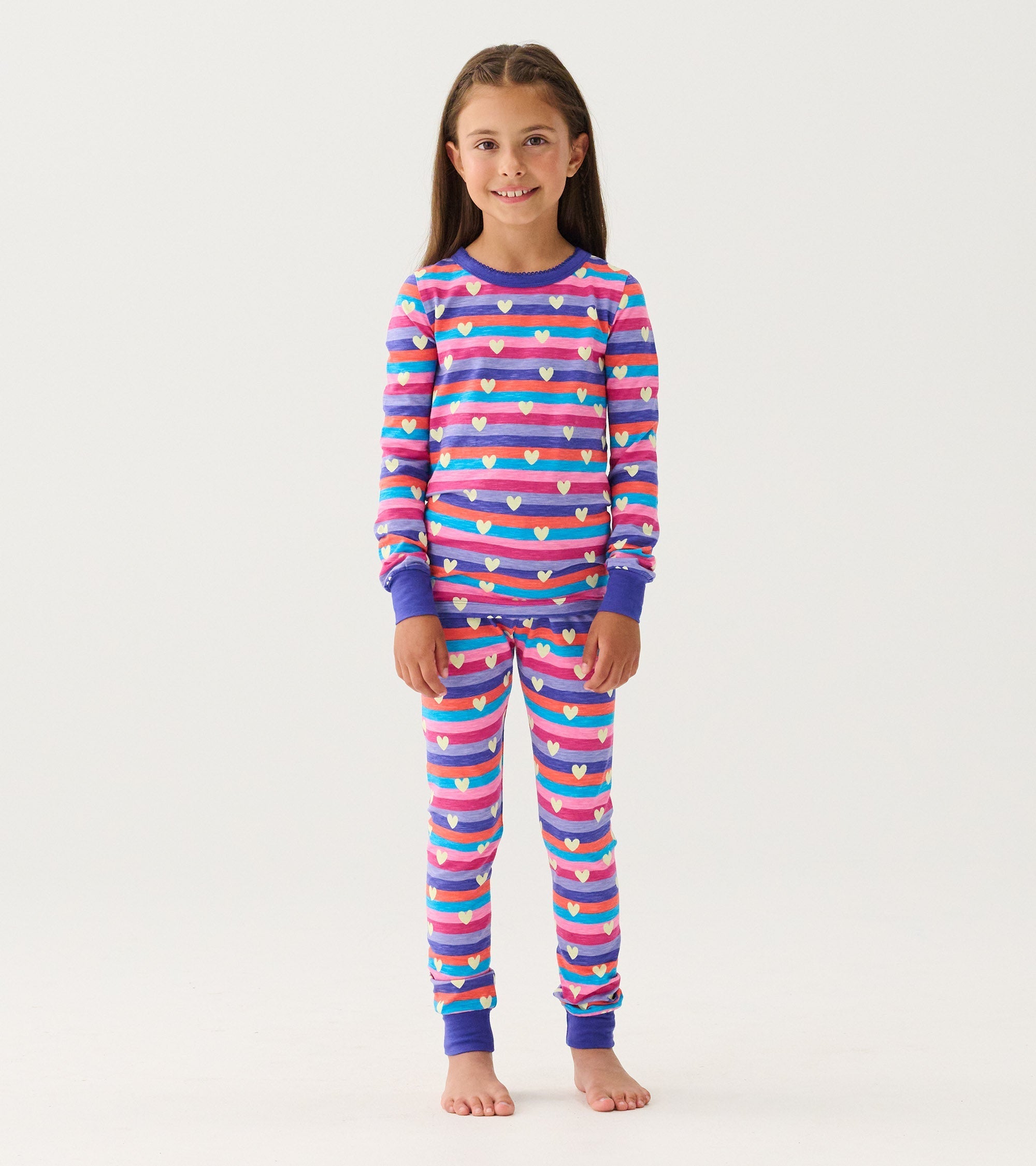 Girls Stripes & Hearts Pajama Set