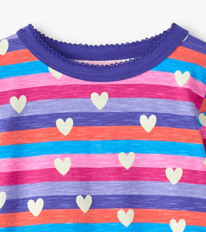 Girls Stripes & Hearts Pajama Set