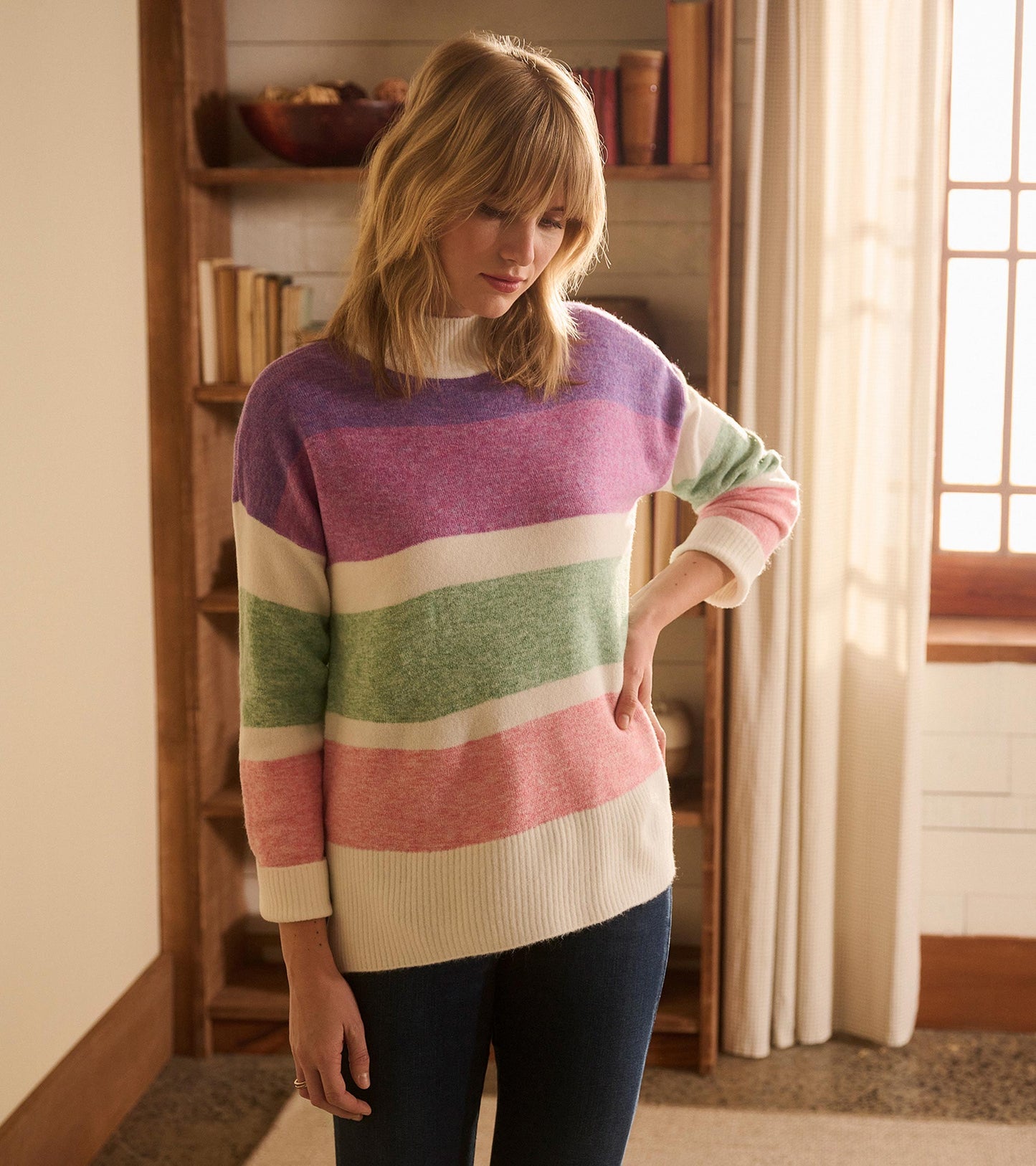 Mock Neck Tunic - Sunrise Colour Block