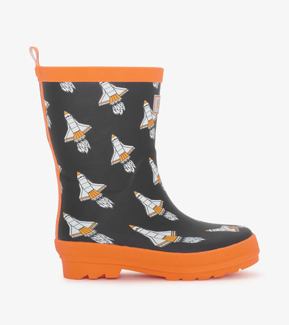 Boys Space Shuttles Matte Rain Boots