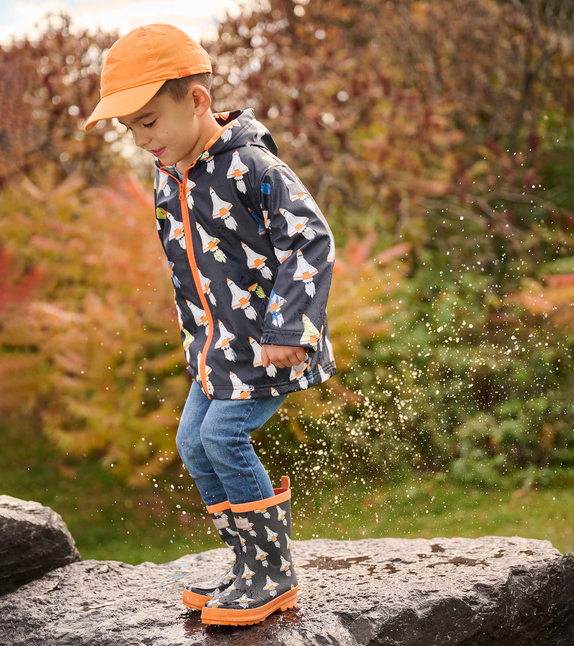 Boys Space Shuttles Matte Rain Boots