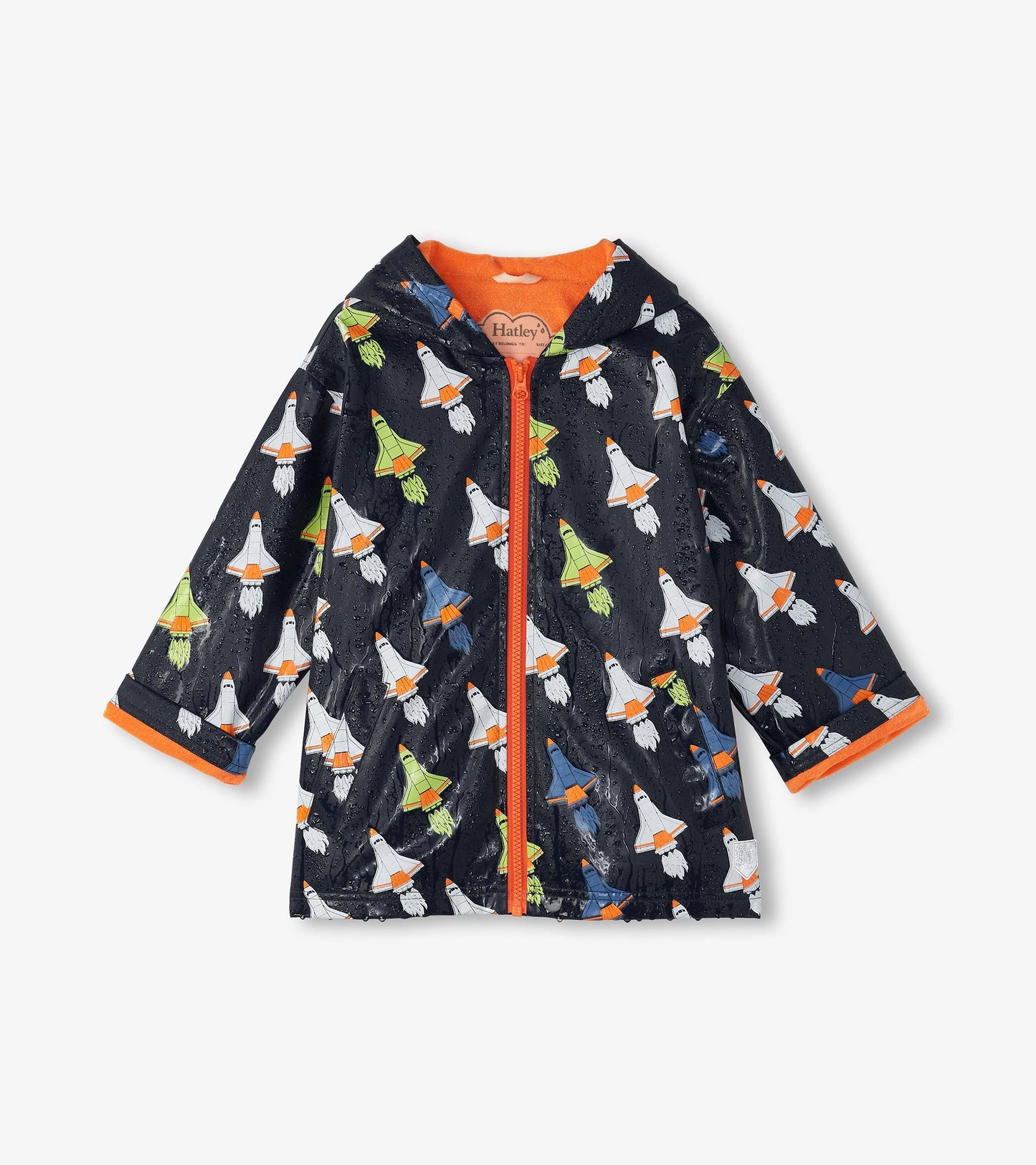 Boys Space Shuttles Colour Changing Zip-Up Rain Jacket