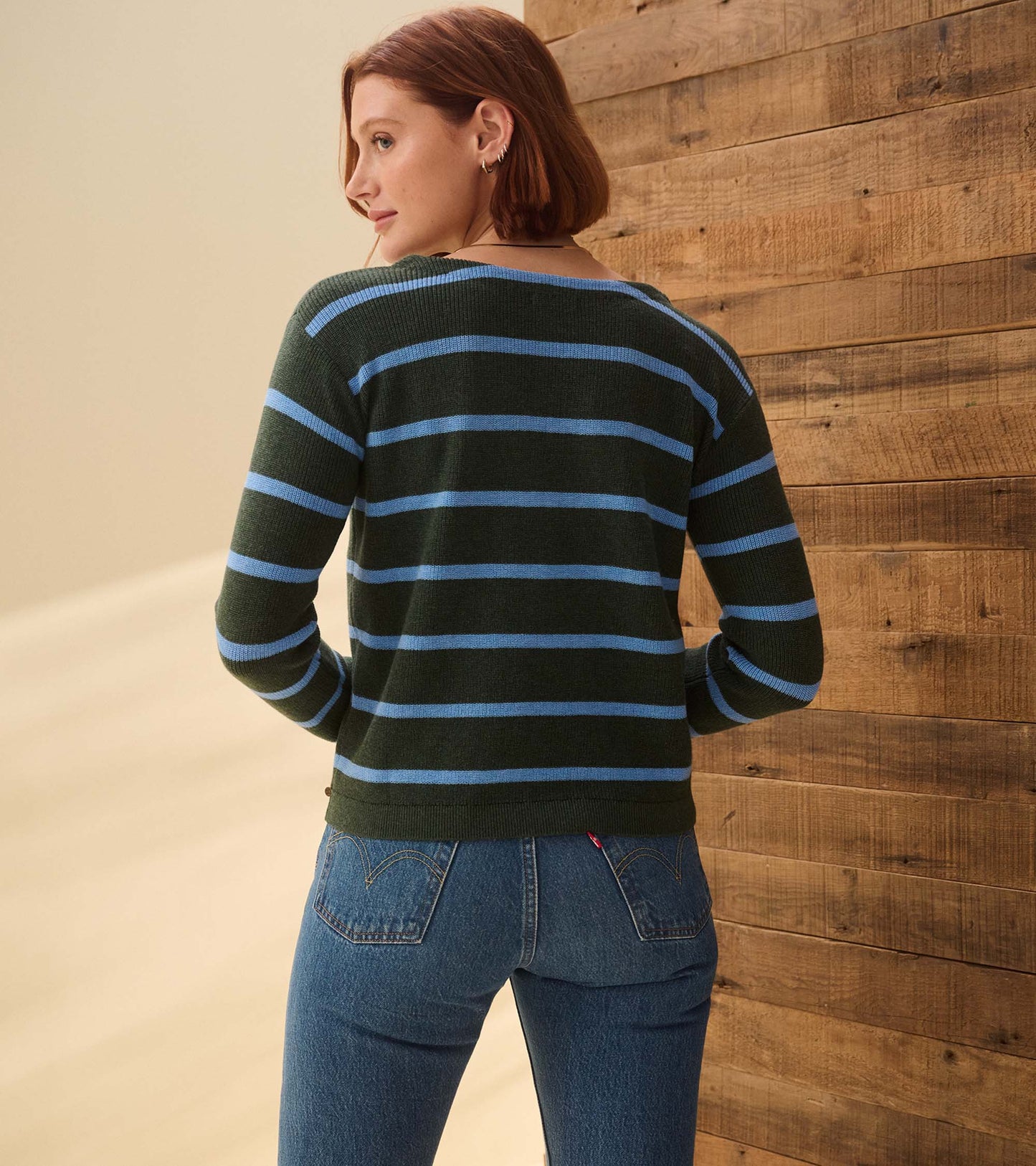 Devon Sweater - Teal Heather Stripes