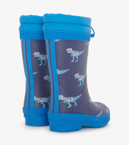 Boys T-Rex Attack Sherpa Lined Rain Boots