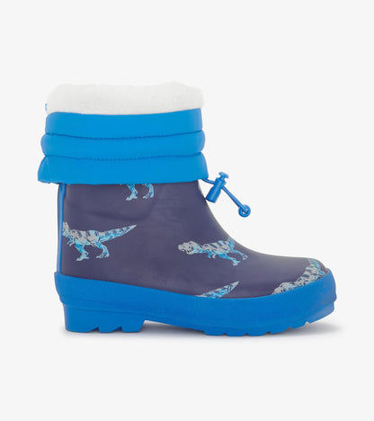 Boys T-Rex Attack Sherpa Lined Rain Boots