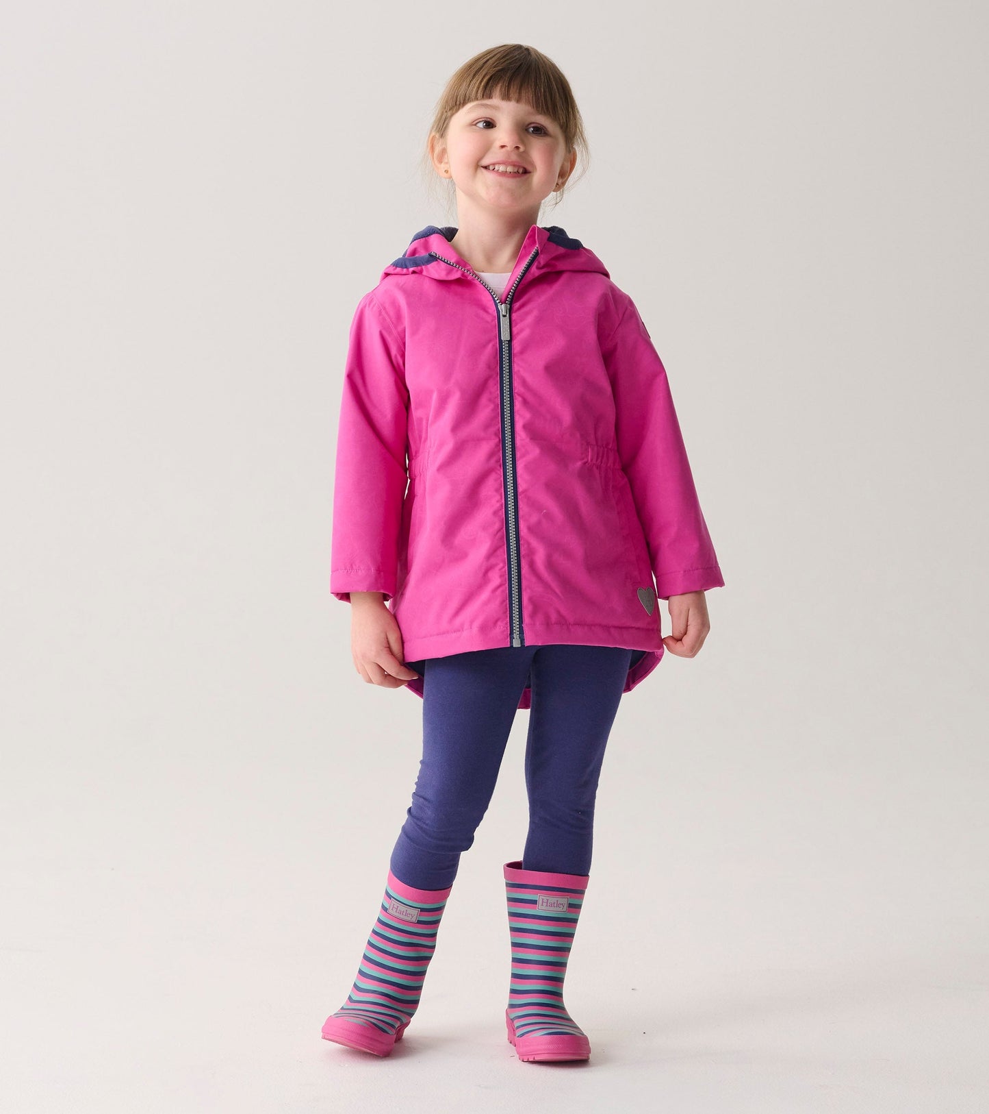 Girls Unicorn Doodle Zip-Up Lightweight Rain Jacket