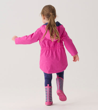 Girls Unicorn Doodle Zip-Up Lightweight Rain Jacket