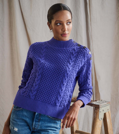 Button Neck Sweater - Ultra Violet