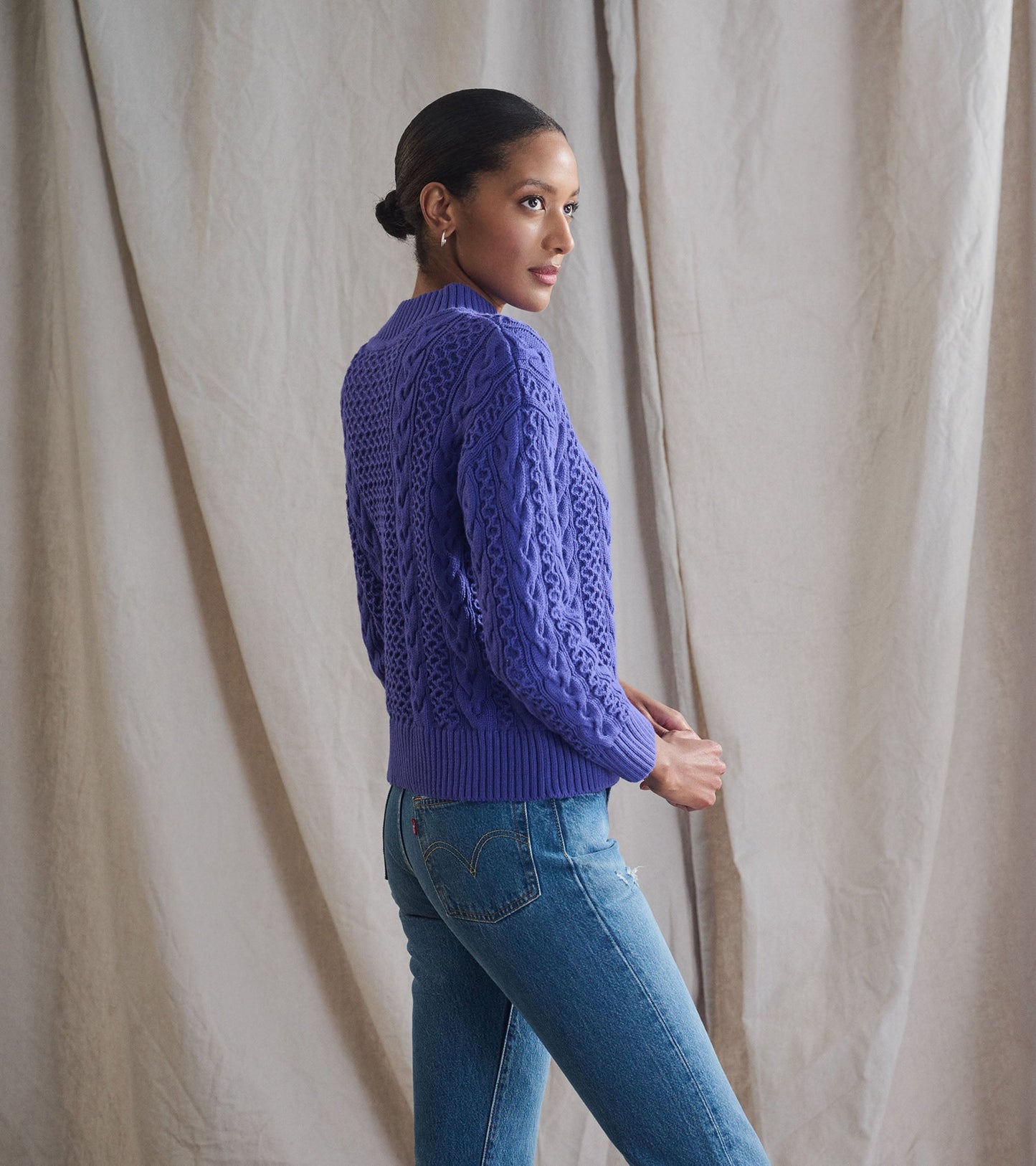 Button Neck Sweater - Ultra Violet