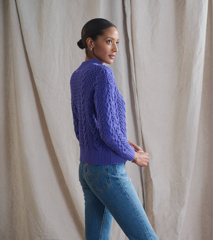 Button Neck Sweater - Ultra Violet