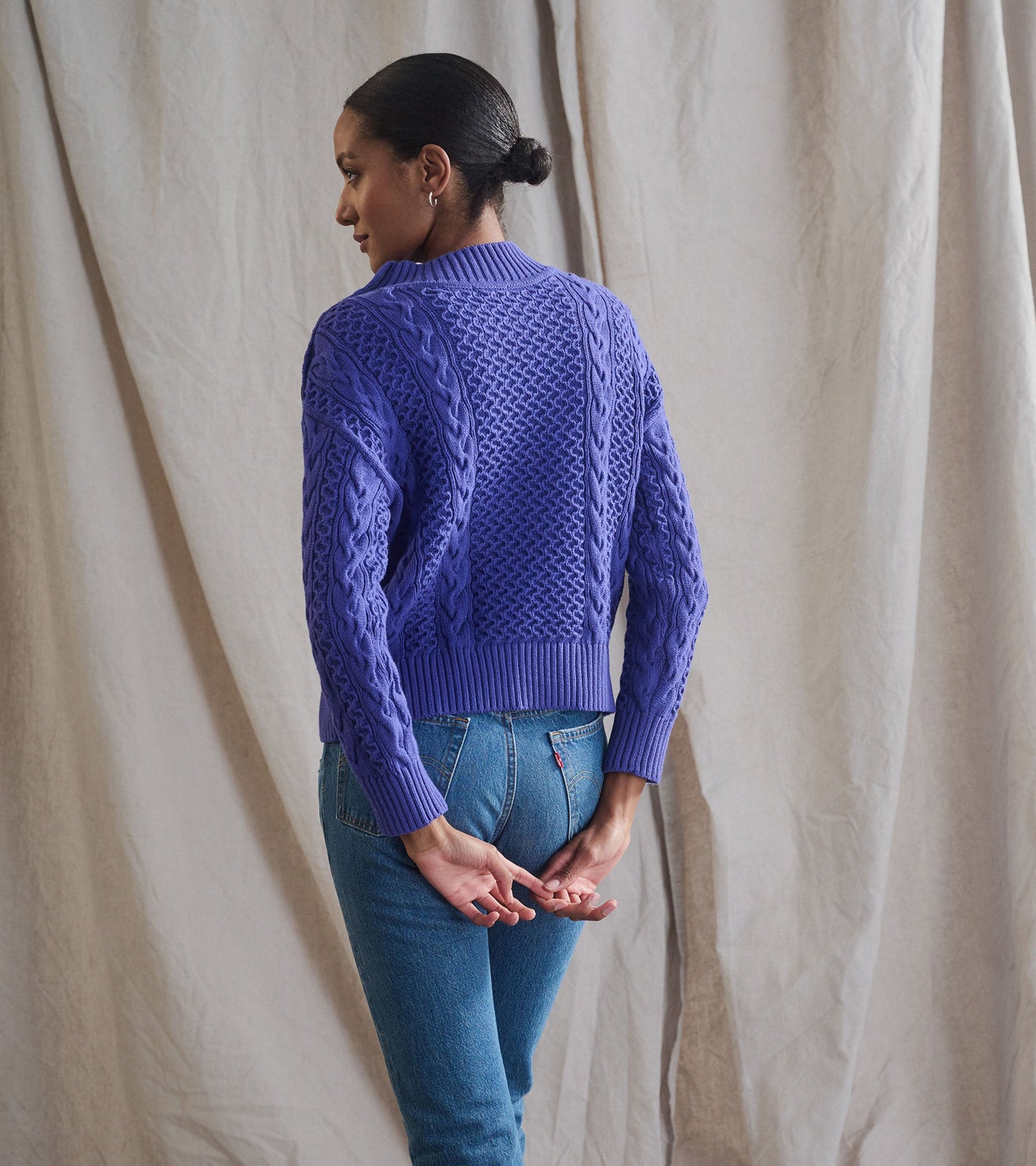 Button Neck Sweater - Ultra Violet