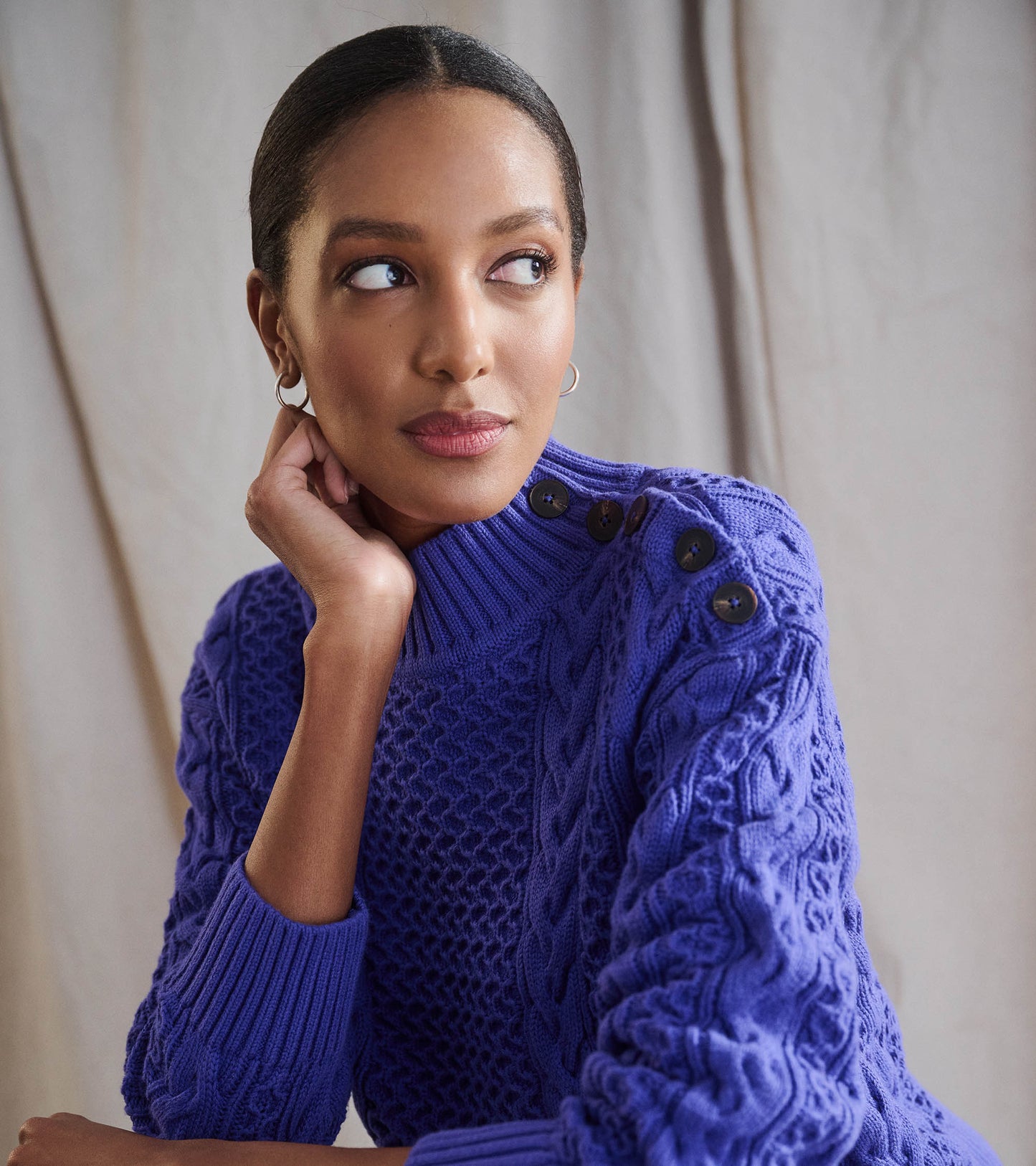 Button Neck Sweater - Ultra Violet